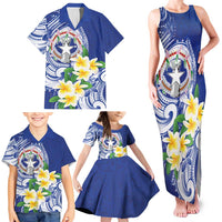 Northern Mariana Islands Family Matching Tank Maxi Dress and Hawaiian Shirt Polynesian Pattern With Frangipani