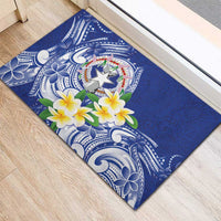Northern Mariana Islands Rubber Doormat Polynesian Pattern With Frangipani