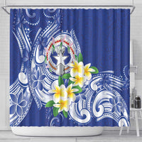 Northern Mariana Islands Shower Curtain Polynesian Pattern With Frangipani