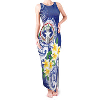 Northern Mariana Islands Tank Maxi Dress Polynesian Pattern With Frangipani