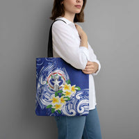 Northern Mariana Islands Tote Bag Polynesian Pattern With Frangipani