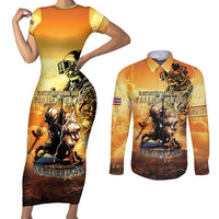 Hawaii Memorial Day Couples Matching Short Sleeve Bodycon Dress and Long Sleeve Button Shirt Remember Their Sacrifice
