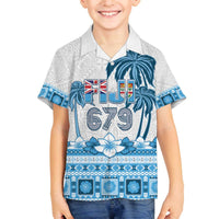Fiji 679 Constitution Day Family Matching Off The Shoulder Long Sleeve Dress and Hawaiian Shirt Fijian Tapa Pattern LT05 Son's Shirt Blue - Polynesian Pride