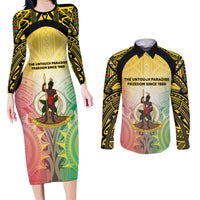 Vanuatu Independence Day Couples Matching Long Sleeve Bodycon Dress and Long Sleeve Button Shirt The Untouched Paradise