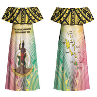 Vanuatu Independence Day Family Matching Off Shoulder Maxi Dress and Hawaiian Shirt The Untouched Paradise LT05 Mom's Dress Colorful - Polynesian Pride