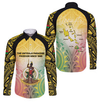 Vanuatu Independence Day Family Matching Off Shoulder Maxi Dress and Hawaiian Shirt The Untouched Paradise LT05 Dad's Shirt - Long Sleeve Colorful - Polynesian Pride