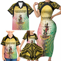 Vanuatu Independence Day Family Matching Short Sleeve Bodycon Dress and Hawaiian Shirt The Untouched Paradise LT05 - Polynesian Pride