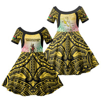 Vanuatu Independence Day Family Matching Short Sleeve Bodycon Dress and Hawaiian Shirt The Untouched Paradise LT05 Daughter's Dress Colorful - Polynesian Pride