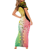 Vanuatu Independence Day Short Sleeve Bodycon Dress The Untouched Paradise LT05 - Polynesian Pride