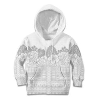 Samoa Lotu Tamaiti Kid Hoodie White Sunday Polynesian Pattern With Tropical Flowers LT05 Hoodie White - Polynesian Pride