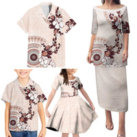 Bula Fiji Language Week Family Matching Puletasi and Hawaiian Shirt Fijian Tapa Pattern With Tagimoucia Flower LT05 - Polynesian Pride
