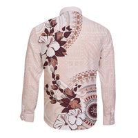 Bula Fiji Language Week Long Sleeve Button Shirt Fijian Tapa Pattern With Tagimoucia Flower