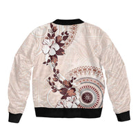 Bula Fiji Language Week Sleeve Zip Bomber Jacket Fijian Tapa Pattern With Tagimoucia Flower