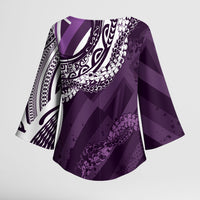 Hawaii Queen Liliuokalani Kimono Sleeve Blouse Hawaiian Maile Lei Flag Style LT05 - Polynesian Pride