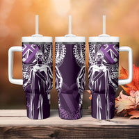 Hawaii Queen Liliuokalani Tumbler With Handle Hawaiian Maile Lei Flag Style LT05 - Polynesian Pride
