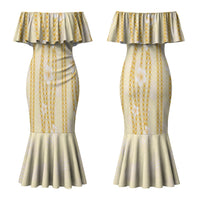 Hawaii Queen Liliuokalani Couples Matching Mermaid Dress and Hawaiian Shirt Gold Lei Pua Kalaunu LT05 - Polynesian Pride