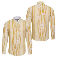 Hawaii Queen Liliuokalani Family Matching Puletasi and Hawaiian Shirt Gold Lei Pua Kalaunu LT05 Dad's Shirt - Long Sleeve Gold - Polynesian Pride