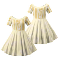 Hawaii Queen Liliuokalani Family Matching Summer Maxi Dress and Hawaiian Shirt Gold Lei Pua Kalaunu LT05 Daughter's Dress Gold - Polynesian Pride