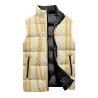 Hawaii Queen Liliuokalani Sleeveless Puffer Jacket Gold Lei Pua Kalaunu LT05 - Polynesian Pride