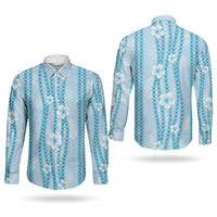 Hawaii Queen Liliuokalani Couples Matching Short Sleeve Bodycon Dress and Long Sleeve Button Shirt Blue Lei Pua Kalaunu LT05 - Polynesian Pride