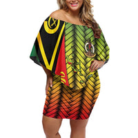 Vanuatu Constitution Day Family Matching Off Shoulder Short Dress and Hawaiian Shirt Long Live Vanuatu - Polynesian Pride