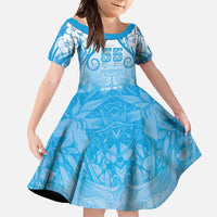 Fiji Day Family Matching Mermaid Dress and Hawaiian Shirt 55th Anniversary Forever Fiji LT05 Daughter's Dress Blue - Polynesian Pride