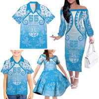 Fiji Day Family Matching Off The Shoulder Long Sleeve Dress and Hawaiian Shirt 55th Anniversary Forever Fiji LT05 - Polynesian Pride