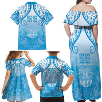 Fiji Day Family Matching Off Shoulder Maxi Dress and Hawaiian Shirt 55th Anniversary Forever Fiji LT05 - Polynesian Pride