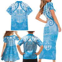 Fiji Day Family Matching Short Sleeve Bodycon Dress and Hawaiian Shirt 55th Anniversary Forever Fiji LT05 - Polynesian Pride