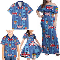 Fiji Masi Tapa Family Matching Off Shoulder Maxi Dress and Hawaiian Shirt Coat Of Arms LT05 - Polynesian Pride