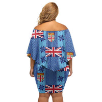 Fiji Masi Tapa Family Matching Off Shoulder Short Dress and Hawaiian Shirt Coat Of Arms LT05 - Polynesian Pride
