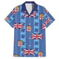 Fiji Masi Tapa Family Matching Tank Maxi Dress and Hawaiian Shirt Coat Of Arms LT05 Dad's Shirt - Short Sleeve Blue - Polynesian Pride