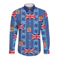 Fiji Masi Tapa Long Sleeve Button Shirt Coat Of Arms - Polynesian Pride