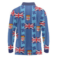 Fiji Masi Tapa Long Sleeve Polo Shirt Coat Of Arms - Polynesian Pride