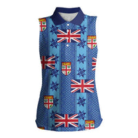 Fiji Masi Tapa Women Sleeveless Polo Shirt Coat Of Arms - Polynesian Pride