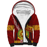 Custom Vavau High School Sherpa Hoodie Tongan Kupesi Pattern LT05 Unisex Red - Polynesian Pride