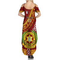 Custom Vavau High School Summer Maxi Dress Tongan Kupesi Pattern LT05 - Polynesian Pride