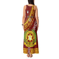Custom Vavau High School Tank Maxi Dress Tongan Kupesi Pattern LT05 - Polynesian Pride