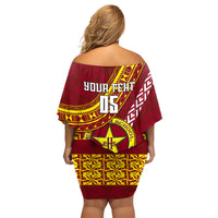 Custom Eua High School Family Matching Off Shoulder Short Dress and Hawaiian Shirt Tongan Kupesi Pattern LT05 - Polynesian Pride