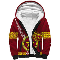 Custom Eua High School Sherpa Hoodie Tongan Kupesi Pattern LT05 Unisex Red - Polynesian Pride
