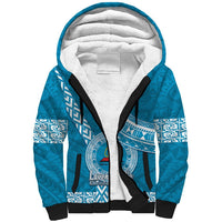 Custom Lavengamalie College Sherpa Hoodie Tongan Kupesi Pattern LT05 Unisex Blue - Polynesian Pride