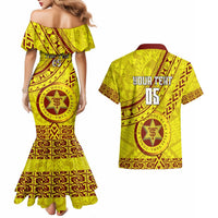 Custom Tonga High School Couples Matching Mermaid Dress and Hawaiian Shirt Tongan Kupesi Pattern LT05 - Polynesian Pride