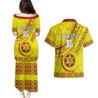 Custom Tonga High School Couples Matching Puletasi Dress and Hawaiian Shirt Tongan Kupesi Pattern LT05 - Polynesian Pride