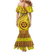 Custom Tonga High School Mermaid Dress Tongan Kupesi Pattern LT05 - Polynesian Pride