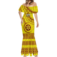 Custom Tonga High School Mermaid Dress Tongan Kupesi Pattern LT05 - Polynesian Pride