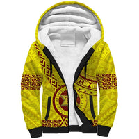 Custom Tonga High School Sherpa Hoodie Tongan Kupesi Pattern LT05 Unisex Yellow - Polynesian Pride
