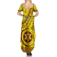 Custom Tonga High School Summer Maxi Dress Tongan Kupesi Pattern LT05 - Polynesian Pride