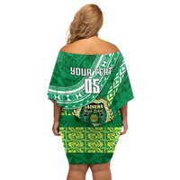 Custom Saineha High School Off Shoulder Short Dress Tongan Kupesi Pattern LT05 - Polynesian Pride
