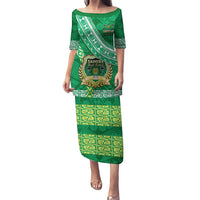Custom Saineha High School Puletasi Tongan Kupesi Pattern LT05 Long Dress Green - Polynesian Pride