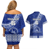 Custom Tupou College Couples Matching Off Shoulder Short Dress and Hawaiian Shirt Tongan Kupesi Pattern LT05 - Polynesian Pride